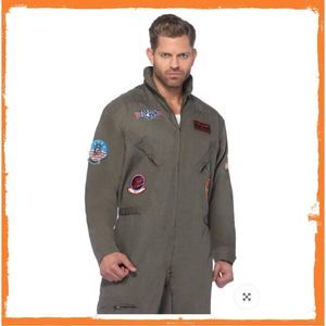 Top Gun Flight Suit Costume Maverick Leg Ave Size XL Army Green loose fitting